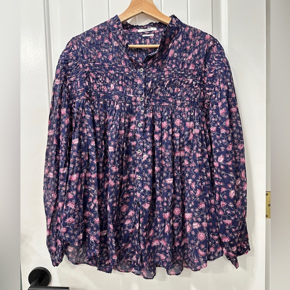 Isabel Marant Etoile Lalia Oversized Gathered Floralprint Cottonvoile Blouse - Picture 1 of 9